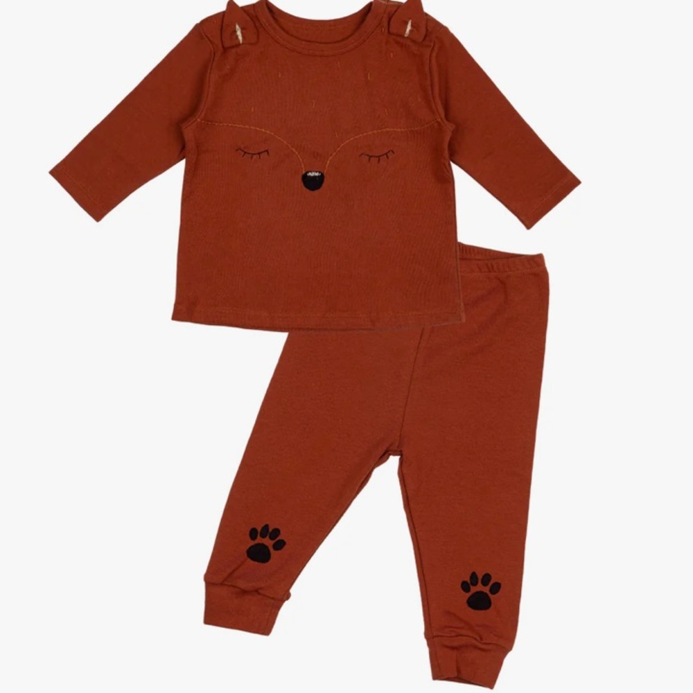 Wild Wawa Fox Two Piece Set - Rust baby size 6-12 months